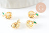 Pendentif citron doré 18K zircons,pendentif fruit création bijoux, pendentif doré, 11.5mm, x1 (G4037)