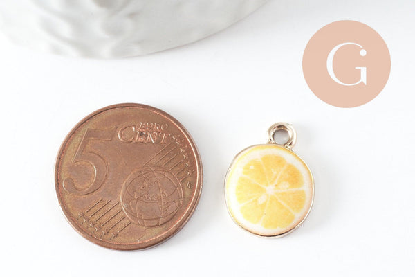 Pendentif citron doré zamac doré 17mm, x5 (G5273)