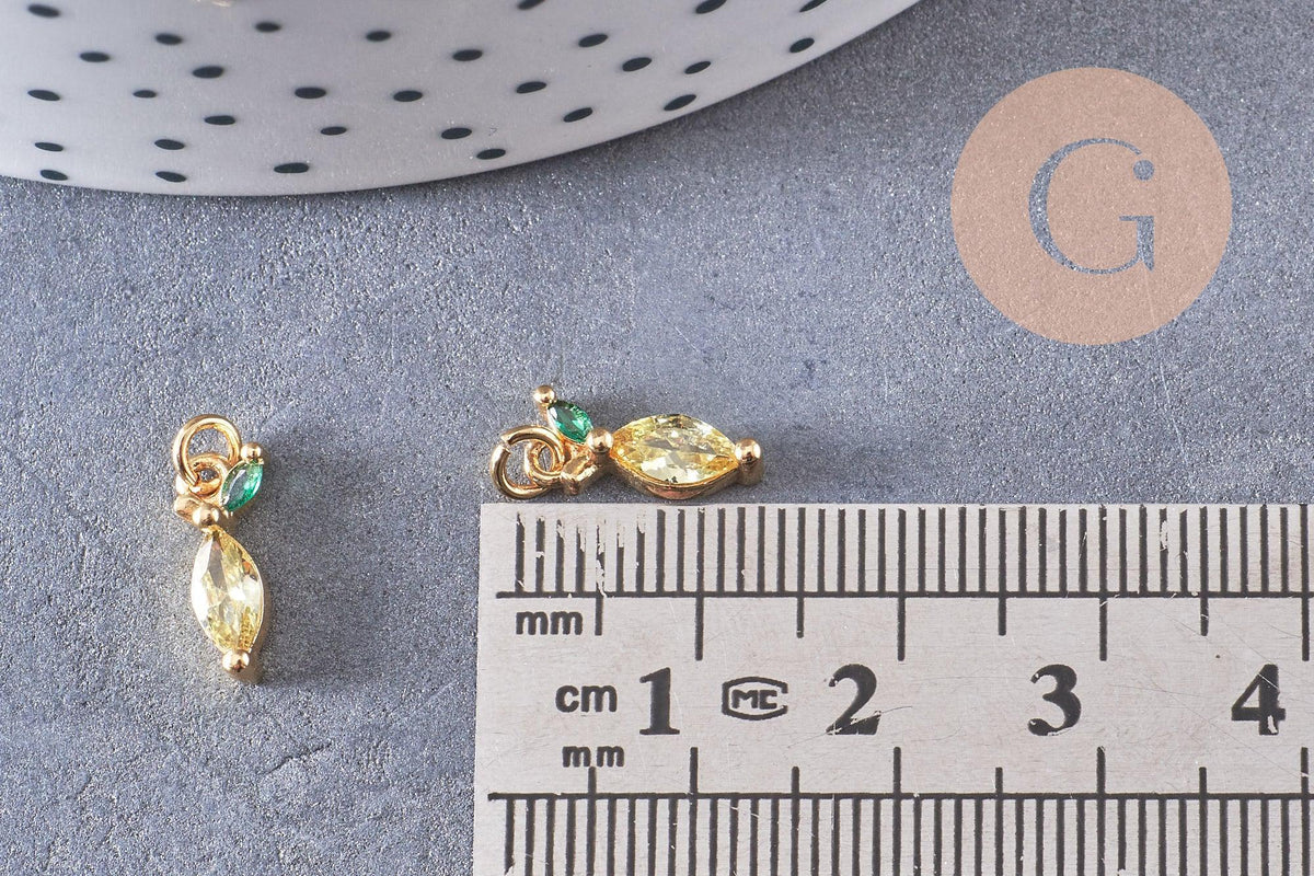 Pendentif citron laiton doré 12mm, x1 (G10283)