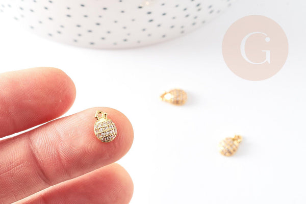 Pendentif coccinelle or cristal zircon, pendentif doré,pendentif cristal, bijou doré,création bijoux,9.5mm, x1 G2468