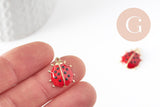 Pendentif coccinelle zamac émaillé 21,5mm pendentif animal, bijou coccinelle,création de bijou, x1 (G7116)