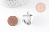 Pendentif coeur Bola harmonie carillon laiton argent platine 26.5mm, x1 (G9889)