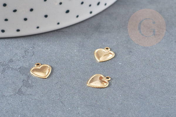 Pendentif coeur acier 304 inoxydable doré 10mm,x5 (G4914)