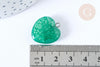 Pendentif cœur agate brésilienne vert foncé fer argenté 22mm, création bijoux pierre naturelle, x1 G7927