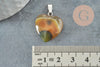 Pendentif coeur agate jaune acier argenté, pendentif pierre agate naturelle jaune,création bijoux en pierre naturelle, 23mm, x1 G3989