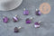 Silver-plated steel purple natural agate heart pendant 23mm, x1 (G11263)
