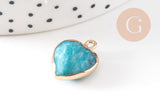 Pendentif coeur amazonite facettes, fournitures créatives, pendentif pierre, amazonite naturelle, pendentif coeur,17mm, Unité (G0350)