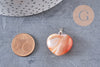 Pendentif coeur cornaline naturelle laiton argenté, pendentif pierre cornaline naturelle, bijoux en pierre naturelle, 23mm, x1 G5583