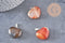 Pendentif coeur cornaline naturelle laiton argenté, pendentif pierre cornaline naturelle, bijoux en pierre naturelle, 23mm, x1 G5583