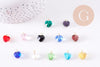 Pendentif coeur cristal coloré facetté acier 304 inoxydable doré 14mm, x1 (G10710)