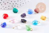 Pendentif coeur cristal coloré facetté acier 304 inoxydable doré 14mm, x1 (G10710)