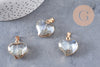Pendentif coeur doré cristal transparent facettes,pendentif cristal, pendentif doré,création bijoux,20mm, x 2, G5044