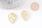 Pendentif coeur émail laiton doré 18K et zircon 24mm, x1 (G10158)