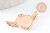 Pendentif coeur email rose doré , fournitures créatives, pendentif coeur aile,creation bijoux,coeur doré, pendentif doré,21mm,x 5 (G0104)
