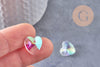 Pendentif cœur facetté en cristal transparent irisé 14mm, x10 (G10413)