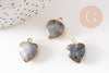 Pendentif coeur labradorite facettes, pendentif pierre, labradorite naturelle, pendentif coeur, Unité, 17mm-G0598