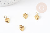 Pendentif coeur laiton doré 10mm, x5 (G1047)
