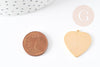 Pendentif coeur laiton doré 18K à poinçonner, pendentif d'amour création bijoux, 23mm, x1 G3790