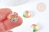 Pendentif coeur laiton doré cristal multicolore facettes 20mm,pendentif cristal, pendentif doré,création bijoux, x1 (G8487)