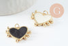 Pendentif coeur laiton doré émaillé,pendentif doré,coeur doré, pendentif laiton doré,23mm, x1 (G2950)