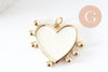 Pendentif coeur laiton doré émaillé,pendentif doré,coeur doré, pendentif laiton doré,23mm, x1 (G2950)