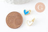 Pendentif coeur laiton doré émaillé,pendentif doré,coeur doré, pendentif laiton doré,9mm, x5 (G2409)