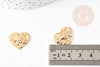Pendentif coeur martelé laiton doré 18K, pendentif géométrique texturé création bijoux, 20x17mm, x2 G3302