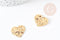 Pendentif coeur martelé laiton doré 18K, pendentif géométrique texturé création bijoux, 20x17mm, x2 G3302
