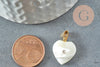 Pendentif coeur nacre blanche naturelle doré cristal 19mm, x1 (G1065)