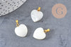 Pendentif coeur nacre blanche naturelle laiton doré 19mm, x1 (G1066)