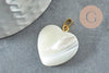 Pendentif coeur nacre blanche naturelle laiton doré 20mm, x1 (G2609)
