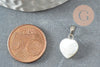 Pendentif coeur nacre blanche naturelle laiton platine 12-13mm, x2 ou x5 (G3993)