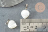 Pendentif coeur nacre blanche naturelle laiton platine 12-13mm, x2 ou x5 (G3993)