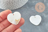 Pendentif coeur nacre blanche naturelle, pendentif coeur, coeur nacre, coquillage blanc, 30.5mm, x2 G2373