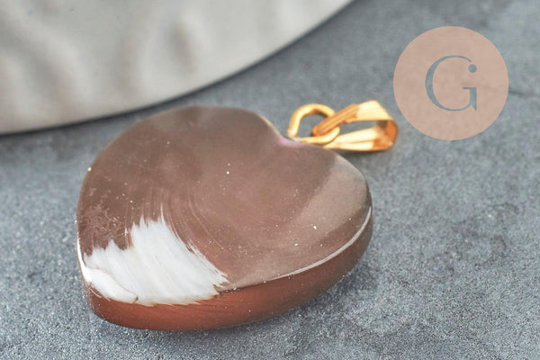 Pendentif coeur nacre noire naturelle doré,fourniture créative,pendentif coeur,coeur nacre,coquillage noir,création bijou, 20mm, x1 G2318