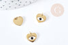 Pendentif coeur oeil acier doré 316 inoxydable émaillé 10mm, x1 (G8816)