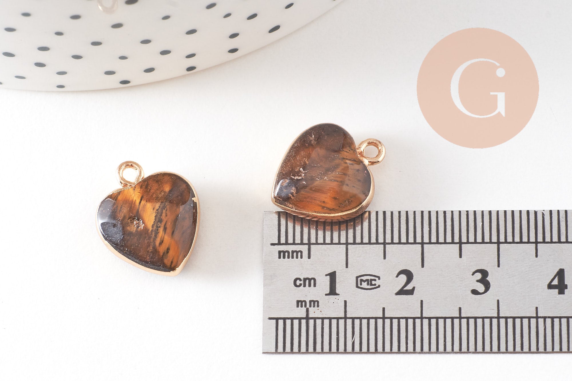 Pendentif coeur oeil de tigre naturel facettes 17mm, x1 (G2527)