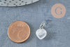 Pendentif coeur pierre naturelle laiton platine 10-12mm, x1 (G4129)