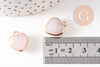 Pendentif coeur quartz rose facette fer doré 17mm,pendentif bijoux pierre naturel, x1 (G0856)
