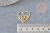 Pendentif coeur vagues acier doré 22.5, breloque doré, acier inoxydable doré, pendentif sans nickel, création bijoux, x1 G6275