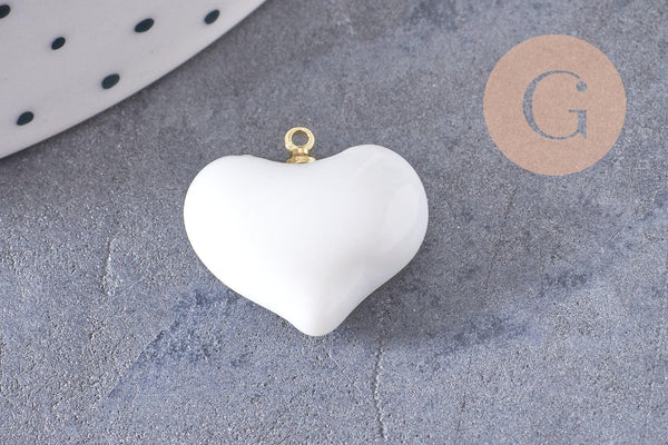 Pendentif cœur verre murano 18.5mm, x1 (G10290)