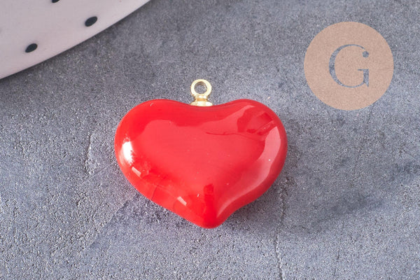 Pendentif cœur verre murano 18.5mm, x1 (G10290)