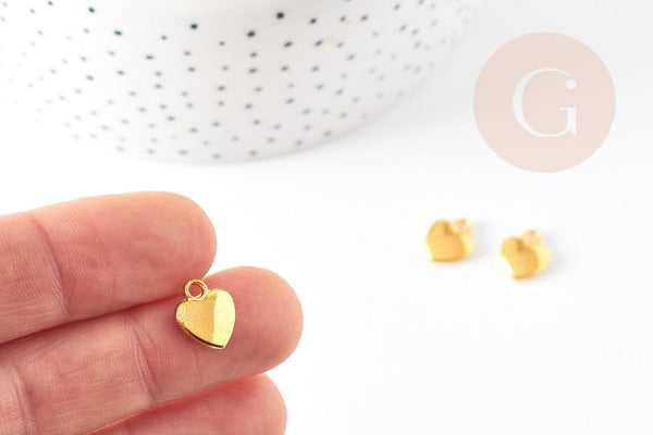 Pendentif coeur zamac doré 12mm, sans nickel, x10 G3768