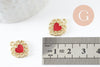 Pendentif coeur zamac doré émail rouge 16mm, création bijou coeur et amour, un bijou en dentelle dorée x2 (G4221)