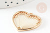 Pendentif coeur zamac doré tissé coton blanc 26.5mm, sans nickel, perle géométrique, x2 (G3767)