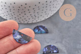 Pendentif connecteur acetate demi-cercle bleu nuit 23mm, x2 ou x10 (G0458)
