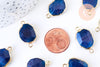 Pendentif connecteur agate naturelle bleu à facettes fer doré 25mm,x1 G5708