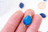 Pendentif connecteur agate naturelle bleu à facettes fer doré 25mm,x1 G5708
