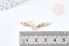 Pendentif connecteur bois de cerf laiton doré 18K cristal zircon blanc 31.5mm, pendentif doré pour création bijou porte-bonheur, x1 G8578