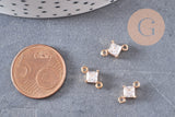 Pendentif connecteur carré en cristal laiton doré 11x7mm, x1 (G5891)